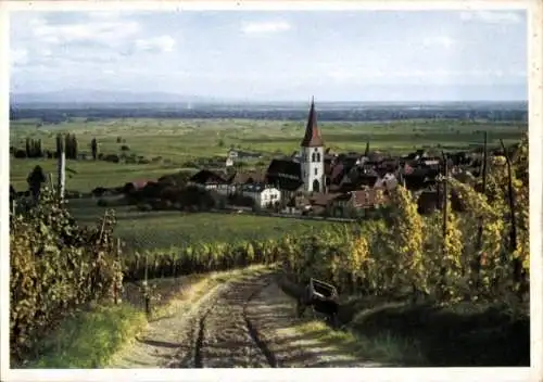 Ak Ammerschwihr Ammerschweier Haut Rhin, Kirche, Ort, Rheinebene