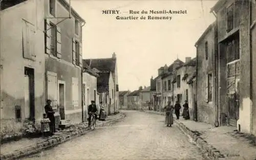 Ak Mitry Seine et Marne, Rue du Mesnil-Amelot, Quartier de Romenoy