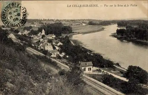 Ak La Celle sur Seine Seine-et-Marne, Vue sur la Seine et la Vallee