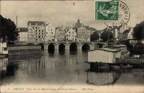 Ak Meaux Seine-et-Marne, vue sur la Marne prise du Quai Thiers