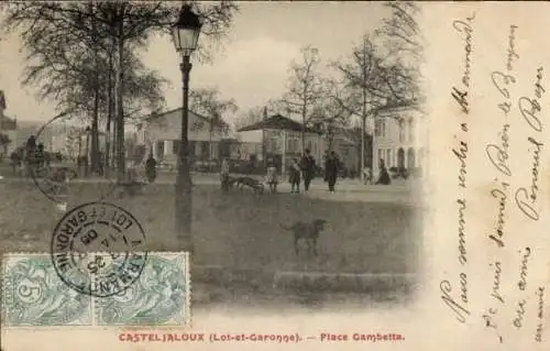 Ak Casteljaloux Lot et Garonne, Place Gambetta