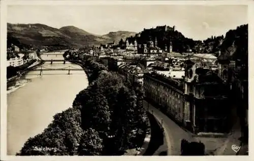 Ak Salzburg in Österreich, Blick von der Humboldt-Terrasse, Gstättengasse, Fluss