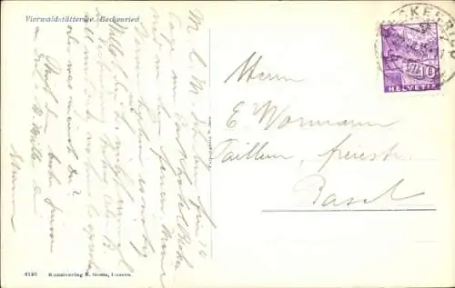 Ak Beckenried Kt. Nidwalden Schweiz, Vierwaldstättersee