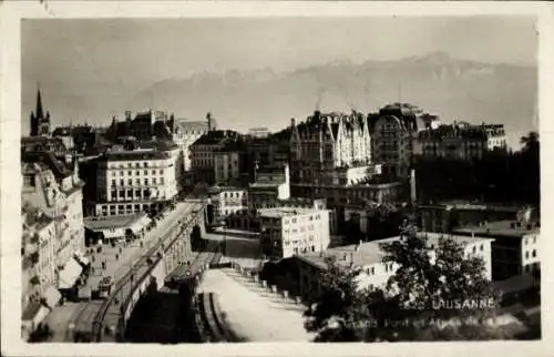 Ak Lausanne Kanton Waadt, Grand Pont et Alpes