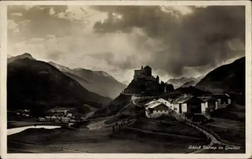 Ak Tarasp Scuol Kanton Graubünden, Schloss im Gewitter
