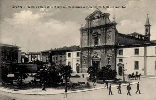 Ak Firenze Florenz Toscana, Piazza e Chiesa di S. Marco col Monumento al Generale M. Fonti