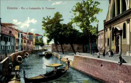 Ak Venezia Venedig Veneto, Rio e Campiello S. Travaso