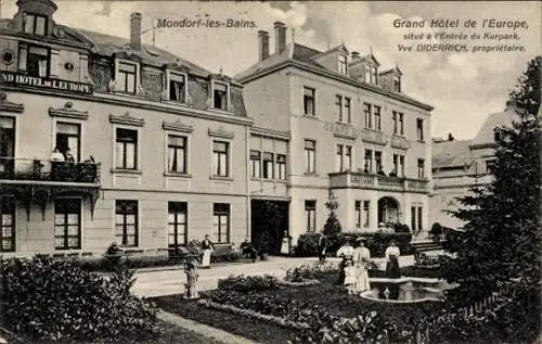 Ak Mondorf les Bains Bad Mondorf Luxemburg, Grand Hotel de l'Europe, situe a l'Entree du Kurpark