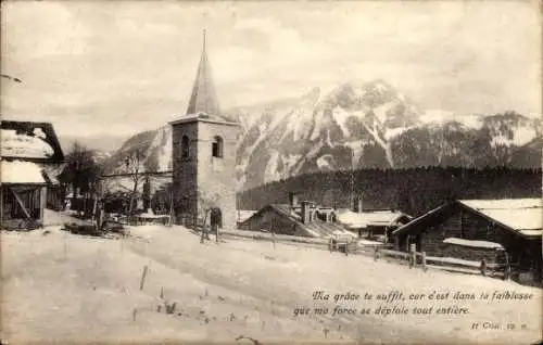 Ak Leysin Kanton Waadt, Le Temple et le Chamossaire