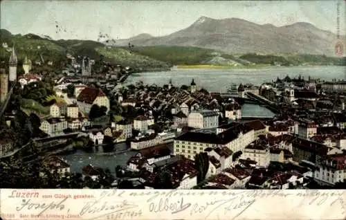 Ak Luzern Stadt Schweiz, vom Gütsch gesehen