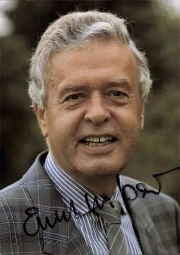Ak Schauspieler Prof. Dr. Ernst W. Bauer, Portrait, Autogramm, Hessischer Rundfunk