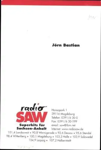 Ak Schauspielerin Jörn Bastian, Portrait, Autogramm, Radio SAW