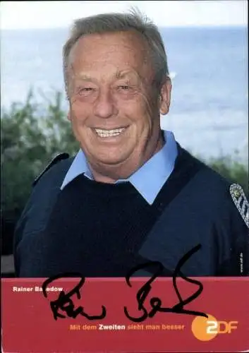 Ak Schauspieler Rainer Basedow, Portrait, Autogramm, Polizeiuniform, ZDF