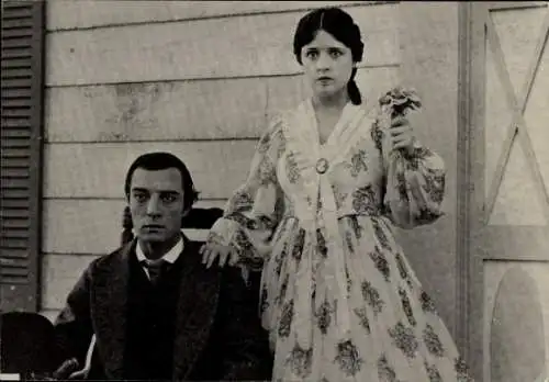 Ak Schauspieler Buster Keaton, Schauspielerin Marion Mack, der General