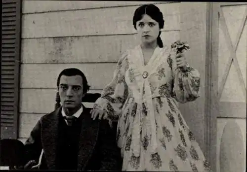 Ak Schauspieler Buster Keaton, Schauspielerin Marion Mack, der General
