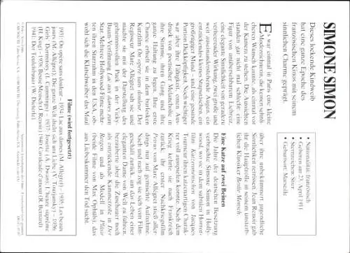 Ak Schauspielerin Simone Simon, Portrait, Autogramm