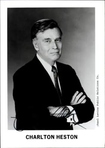 Ak Schauspieler Charlton Heston, Portrait, Autogramm