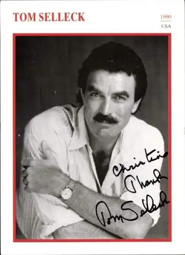 Ak Schauspieler Tom Selleck, Portrait, Autogramm