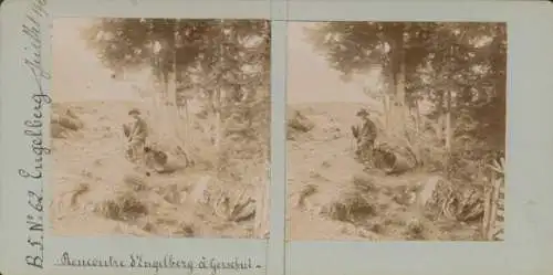 Stereo Foto Engelberg Kt. Obwalden Schweiz, Rastender Mann, 1900