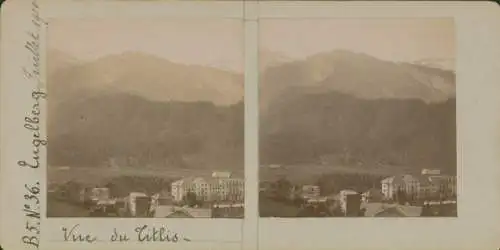 Stereo Foto Engelberg Kt. Obwalden Schweiz, Ortsansicht, Titlis, 1900