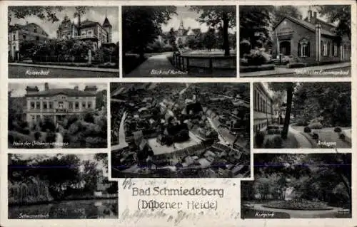 Ak Bad Schmiedeberg in der Dübener Heide, Kaiserbad, Kurhaus, Eisenmoorbad, Anlagen, Park, Totale