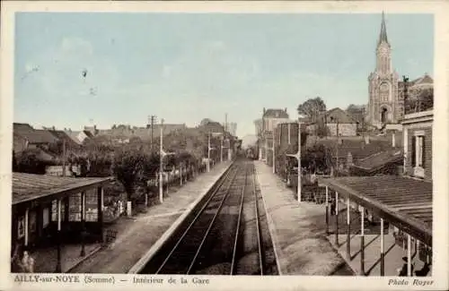 Ak Ailly sur Noye Somme, Bahnhof Gleisseite