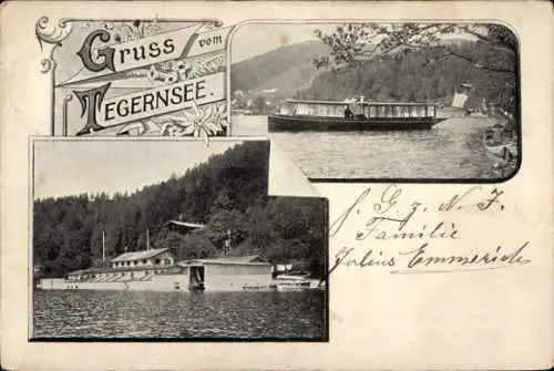 Ak Tegernsee in Oberbayern, Badeanstalt, Boot