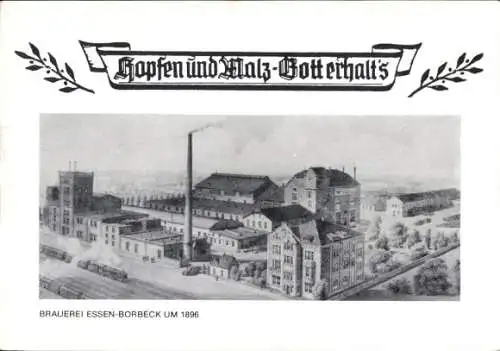 Ganzsachen Ak Borbeck Essen im Ruhrgebiet, Brauerei um 1896, Posthorn 1986, Ausstellung