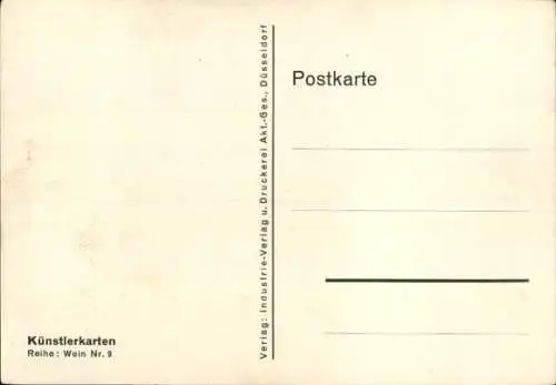 Künstler Ak Cröver Nacktarsch, duftig, voll und rund, Wein, Mann, nackter Hintern