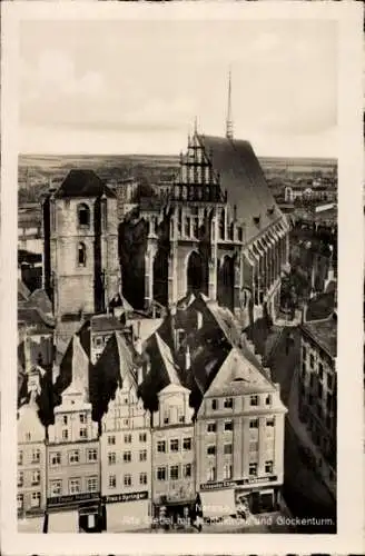 Ak Nysa Neisse Schlesien, Alte Giebel, Jacobikirche, Glockenturm