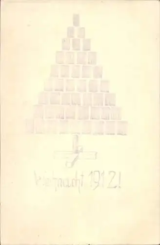 Handgemalt Ak Frohe Weihnachten 1912, Tannenbaum