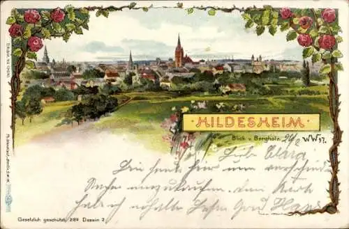 Litho Hildesheim in Niedersachsen, Bergholz, Stadtpanorama