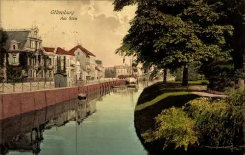 Ak Oldenburg im Großherzogtum Oldenburg, Stau, Flusspartie