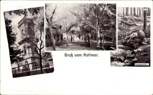 Ak Walddorf Kottmar in der Oberlausitz, Kottmarberg, Turm, Gastwirtschaft, Spreequelle