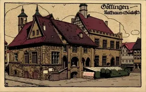 Steindruck Ak Göttingen in Niedersachsen, Rathaus