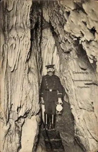 Ak Gutenberg Lenningen in Württemberg, Gussmannshöhle, Orgelhalle