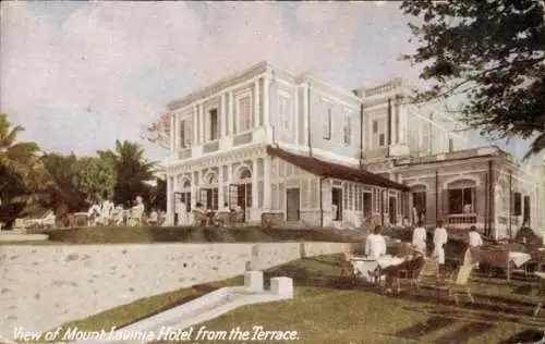 Ak Dehiwala Ceylon Sri Lanka, Blick auf das Mount Lavinia Hotel von der Terrasse