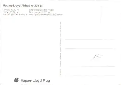 Ak Passagierflugzeug der Hapag Lloyd, Airbus A 300 B 4