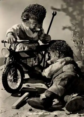 Ak Mecki der Igel, Da stimmt was nicht, Motorrad, Igelin