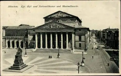 Ak München Bayern, Max Joseph Platz, Nationaltheater, Maximilianstraße