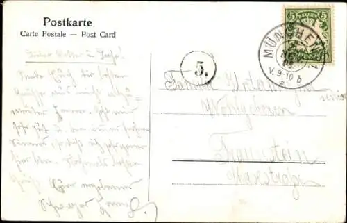 Ak München, Partie an der Isar, Brücke, Kirche