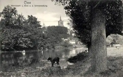 Ak Bad Cleve Kleve am Niederrhein, Kermisdahl, Blick auf die Schwanenburg