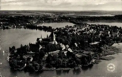 Ak Ratzeburg im Herzogtum Lauenburg, Inselstadt, Totalansicht, Kirchturm