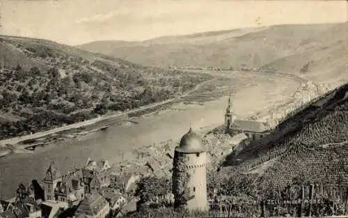 Ak Zell an der Mosel, Panorama, Turm