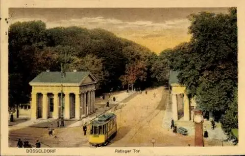 Ak Düsseldorf am Rhein, Ratinger Tor, Straßenbahn