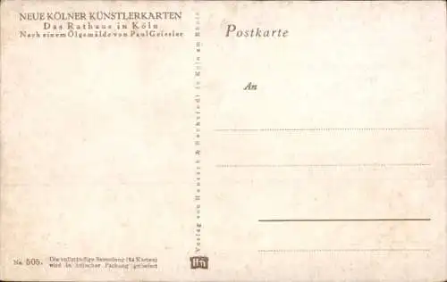 Künstler Ak Geissler P., Köln am Rhein, Rathaus
