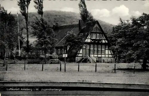 Ak Arnsberg im Sauerland Westfalen, Jugendherberge, Fachwerkhaus