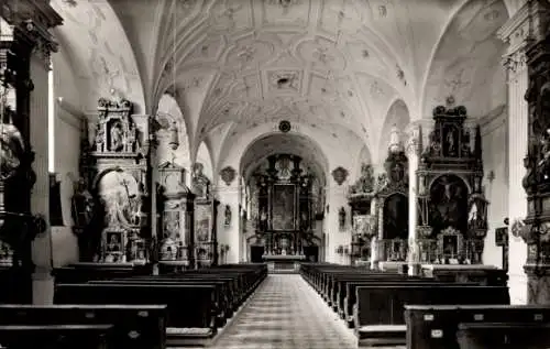 Ak Beuerberg Eurasburg in Oberbayern, Stiftskirche, Innenraum