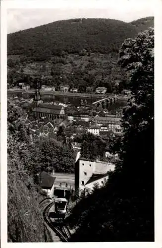 Ak Heidelberg am Neckar, Teilansicht, Bergbahn
