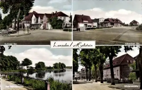 Ak Lensahn in Holstein, Eutiner Straße, Lübecker Straße, Bäderstraße, Mühlenteich